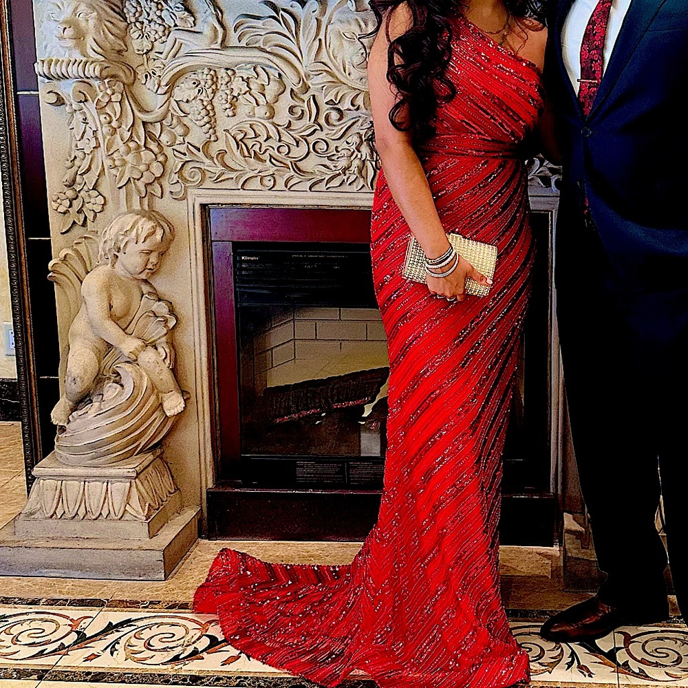 Red beaded dress